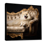 Adorable Pomeranian On Glam Couch - Dog Home Decor Art