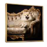 Adorable Pomeranian On Glam Couch - Dog Home Decor Art