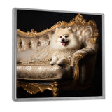 Adorable Pomeranian On Glam Couch - Dog Home Decor Art