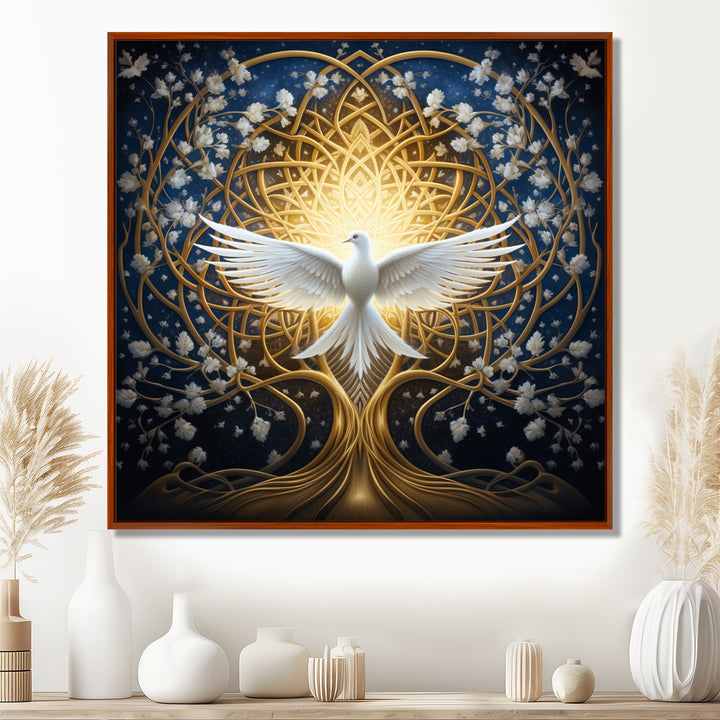 Celestial Dove Bringing Peace - Dove Large Canvas Wall Art