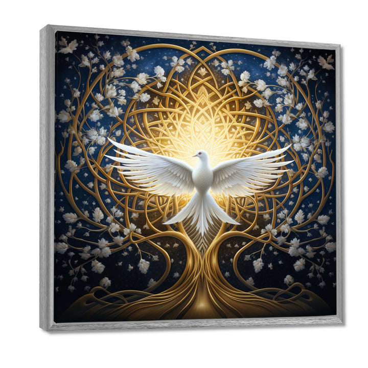 Celestial Dove Bringing Peace - Dove Large Canvas Wall Art