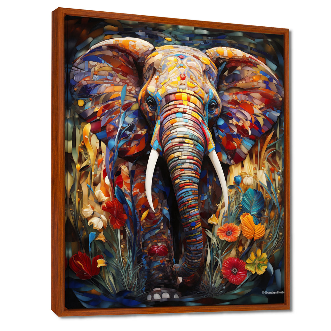 Colorful Elephant With Blooming Flowers - Elephant Fashion Wall Art Prints