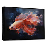 Vibrant Red Betta Fish Majestic Tail - Orange Fish Wall Art