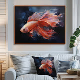 Vibrant Red Betta Fish Majestic Tail - Orange Fish Wall Art