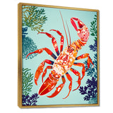 Deep Sea Lobster Retro Illustration - Lobster Large Canvas Wall Art