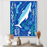 Deep Ocean Whale Retro Illustration - Whale Home Decor Art