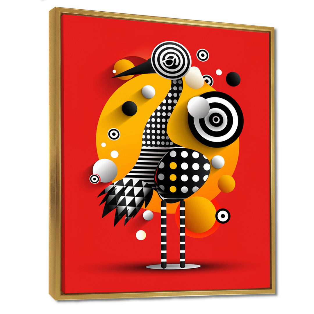 Retro Abstract Flamingo Graphic Geometrics - Flamingo Living Room Wall Art