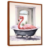Pink Flamingo In Bathtub - Flamingo Bedroom Wall Art
