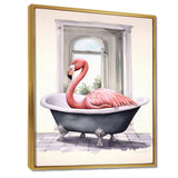 Pink Flamingo In Bathtub - Flamingo Bedroom Wall Art