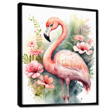 Pink Flamingo Floral Watercolor - Flamingo Wall Art Prints
