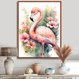 Pink Flamingo Floral Watercolor - Flamingo Wall Art Prints