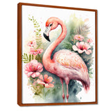 Pink Flamingo Floral Watercolor - Flamingo Wall Art Prints