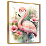 Pink Flamingo Floral Watercolor - Flamingo Wall Art Prints