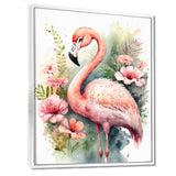 Pink Flamingo Floral Watercolor - Flamingo Wall Art Prints