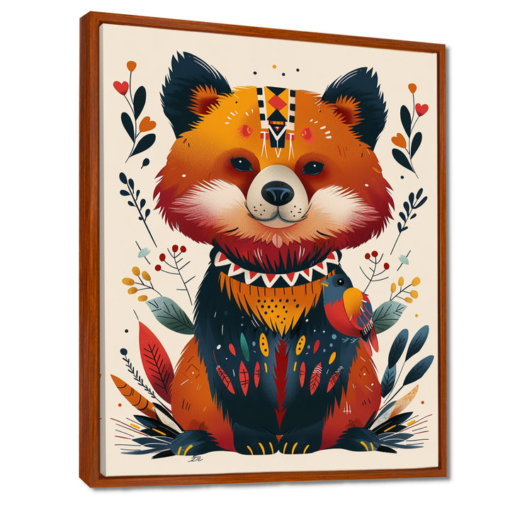 Cute Boho Bear Retro Botanical - Bear Wall Art Prints