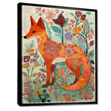 Boho Fox In Flower Forest - Orange Fox Wall Art