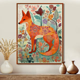 Boho Fox In Flower Forest - Orange Fox Wall Art