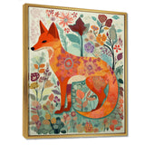 Boho Fox In Flower Forest - Orange Fox Wall Art