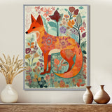 Boho Fox In Flower Forest - Orange Fox Wall Art