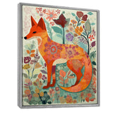 Boho Fox In Flower Forest - Orange Fox Wall Art