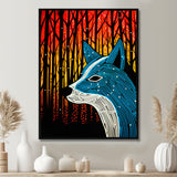 Minimal Fox Hunting In The Forest - Fox Framed Canvas Art