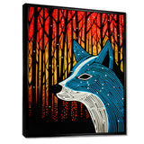 Minimal Fox Hunting In The Forest - Fox Framed Canvas Art