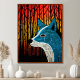 Minimal Fox Hunting In The Forest - Fox Framed Canvas Art