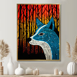 Minimal Fox Hunting In The Forest - Fox Framed Canvas Art