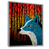 Minimal Fox Hunting In The Forest - Fox Framed Canvas Art