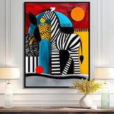 Playful Zebra Geometric Retro Abstract - Zebra Home Decor Art