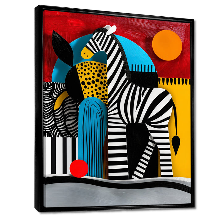 Playful Zebra Geometric Retro Abstract - Zebra Home Decor Art