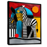 Playful Zebra Geometric Retro Abstract - Zebra Home Decor Art