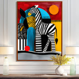 Playful Zebra Geometric Retro Abstract - Zebra Home Decor Art