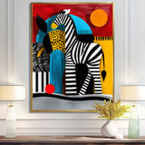 Playful Zebra Geometric Retro Abstract - Zebra Home Decor Art