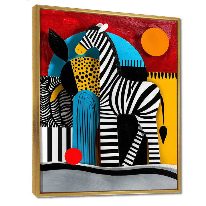 Playful Zebra Geometric Retro Abstract - Zebra Home Decor Art