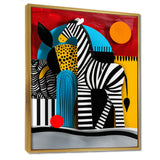 Playful Zebra Geometric Retro Abstract - Zebra Home Decor Art