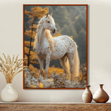 Majestic White Horse Autumn Forest Sunset - Horse Canvas Wall Art