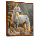 Majestic White Horse Autumn Forest Sunset - Horse Canvas Wall Art
