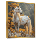 Majestic White Horse Autumn Forest Sunset - Horse Canvas Wall Art