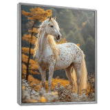 Majestic White Horse Autumn Forest Sunset - Horse Canvas Wall Art