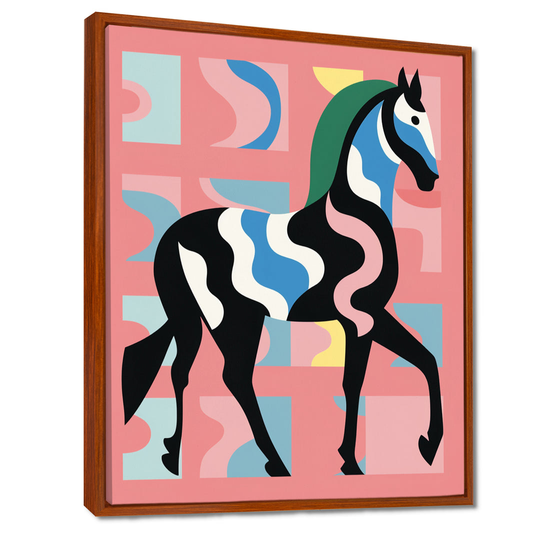 Gracious Black Horse Retro Illustration - Horse Wall Decor