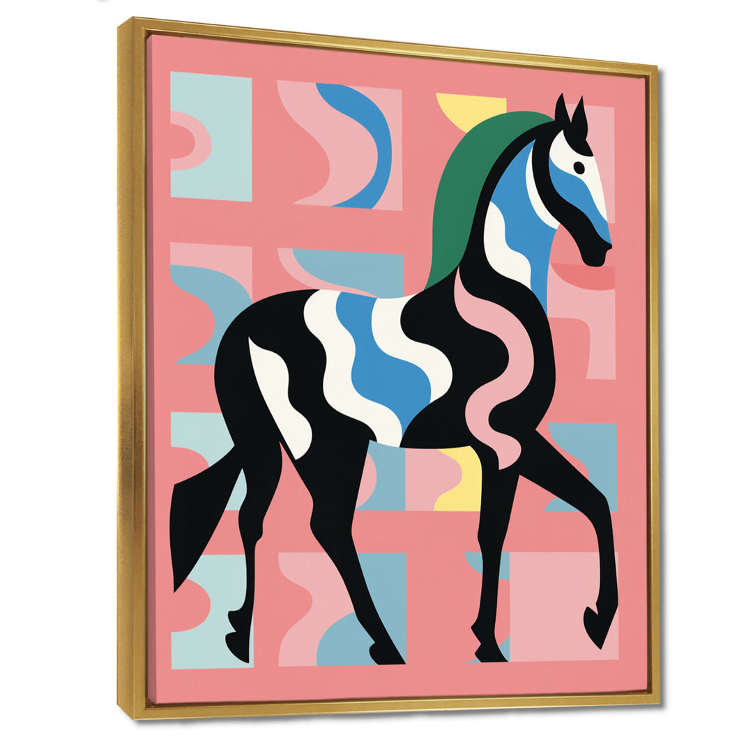 Gracious Black Horse Retro Illustration - Horse Wall Decor