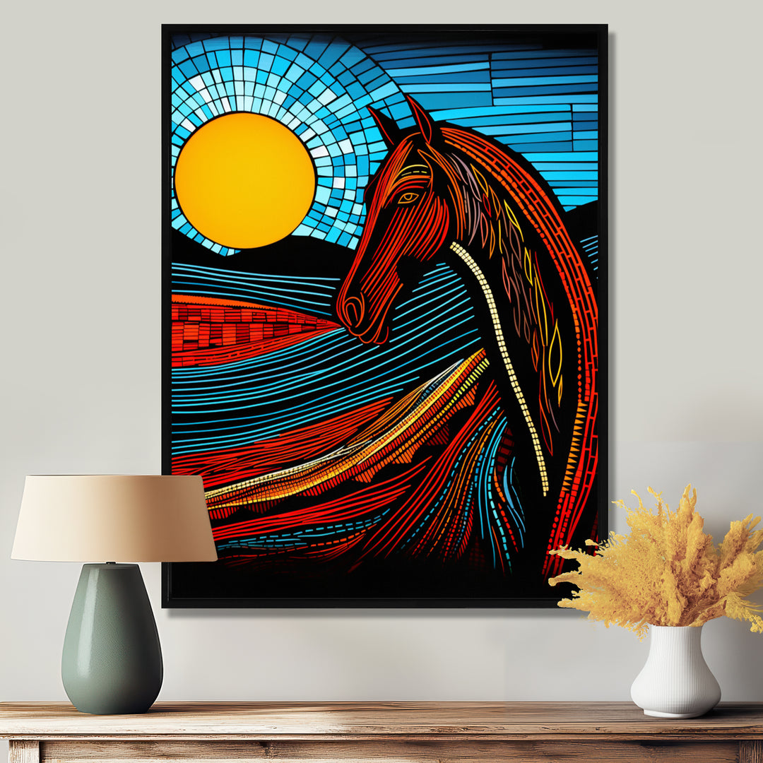 Full Moon Horse Abstract Retro - Multi-Color Horse Wall Art