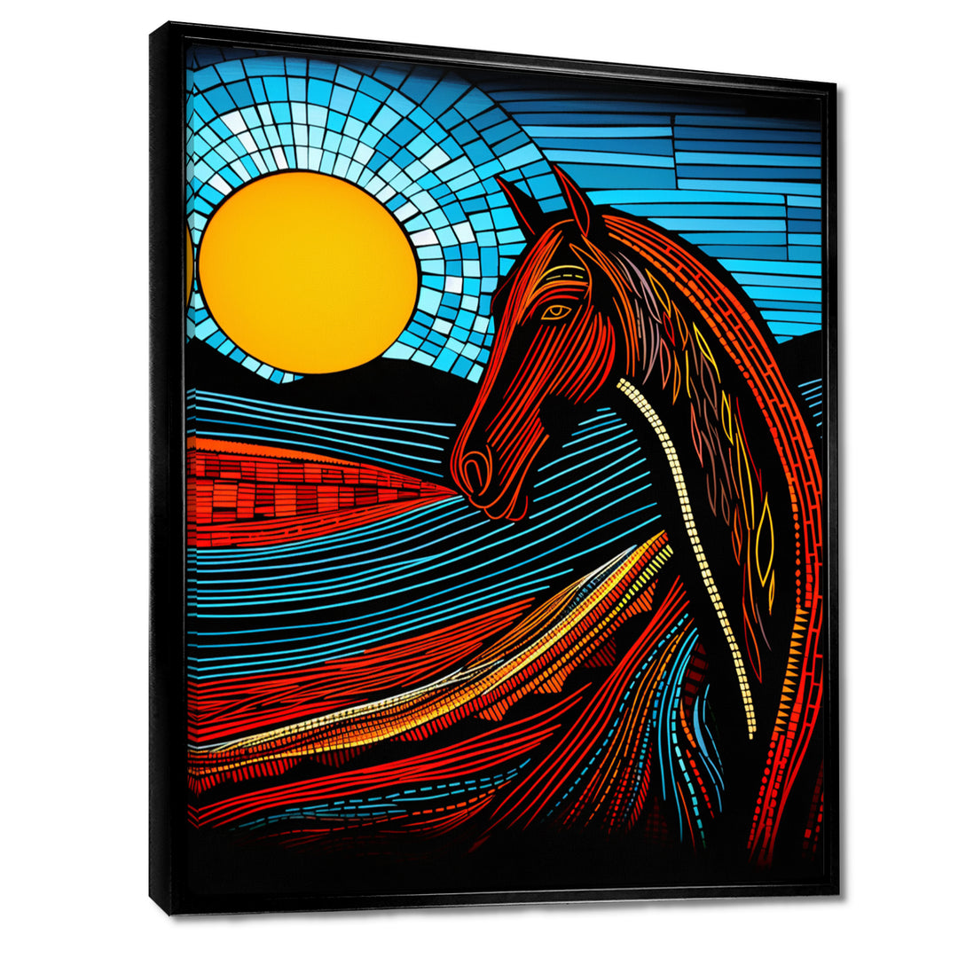 Full Moon Horse Abstract Retro - Multi-Color Horse Wall Art