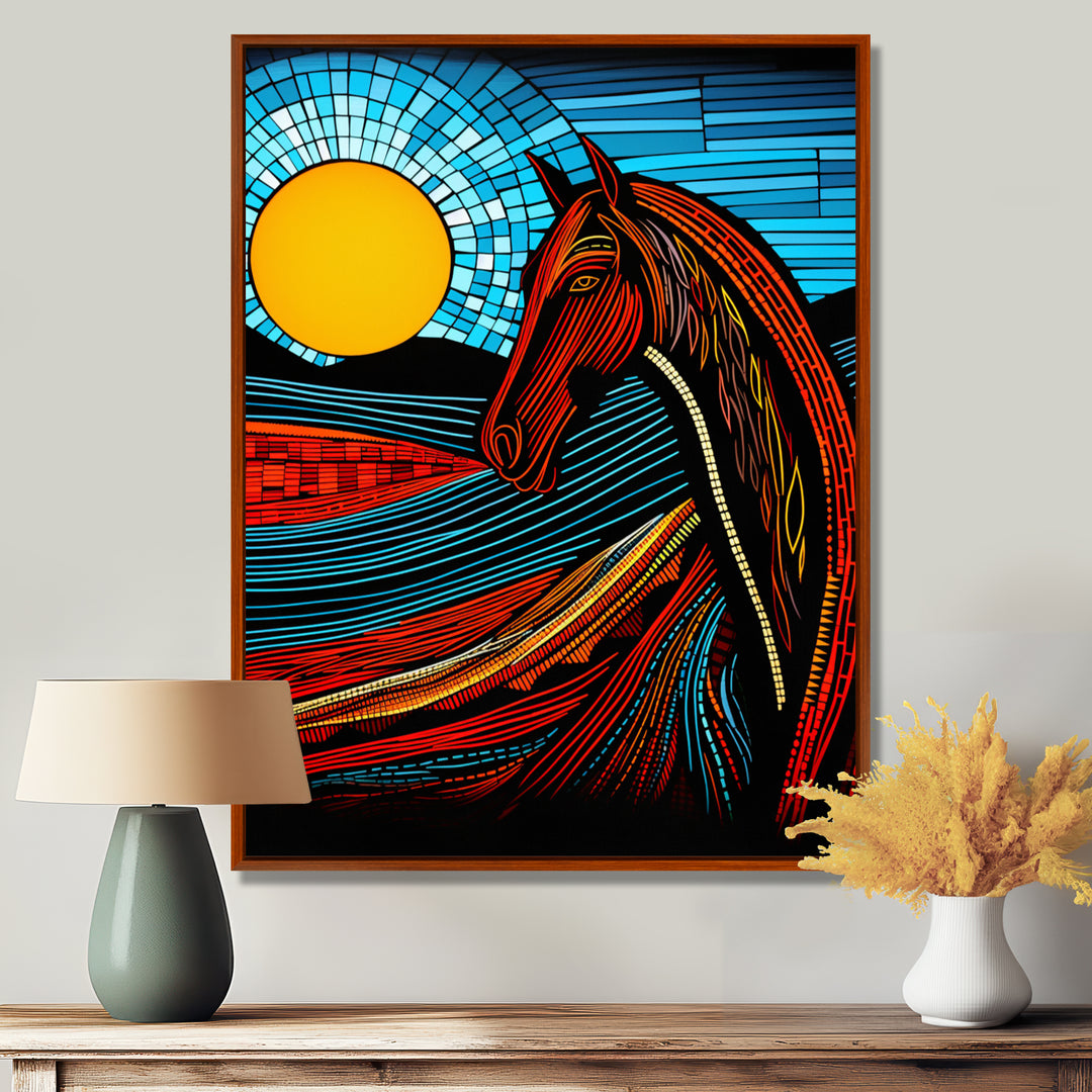 Full Moon Horse Abstract Retro - Multi-Color Horse Wall Art