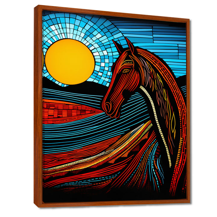 Full Moon Horse Abstract Retro - Multi-Color Horse Wall Art