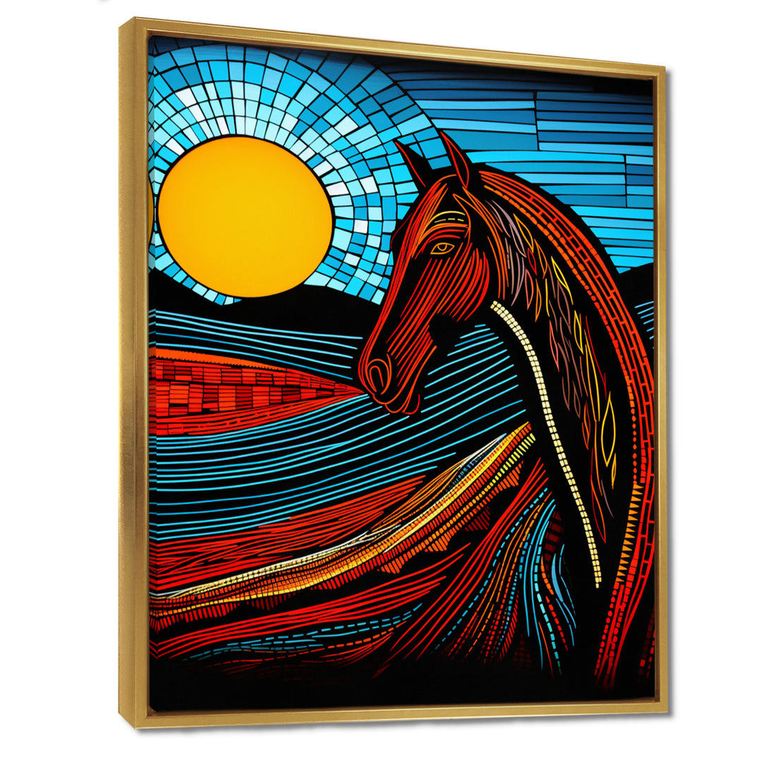 Full Moon Horse Abstract Retro - Multi-Color Horse Wall Art