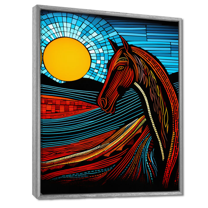 Full Moon Horse Abstract Retro - Multi-Color Horse Wall Art