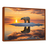 Polar Bear On Iceberg Pink Sunset - Bear Landscape Bedroom Wall Art