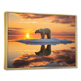 Polar Bear On Iceberg Pink Sunset - Bear Landscape Bedroom Wall Art